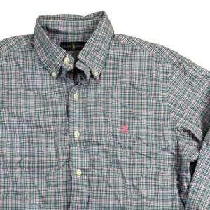 Ralph Lauren Plaid Button Down‎ Shirt Pink Pony Logo Classic Fit Men's Medium
